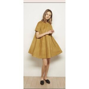 The Odells Mustard Corduroy A-Line Mini‎ Dress Casual Short Sleeve S